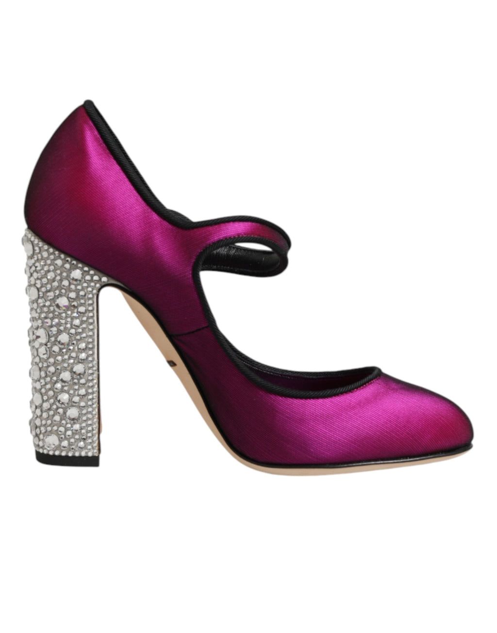 Escarpins roses Dolce & Gabbana ornés de broderies brillantes, chaussures élégantes à talons hauts pour femmes.