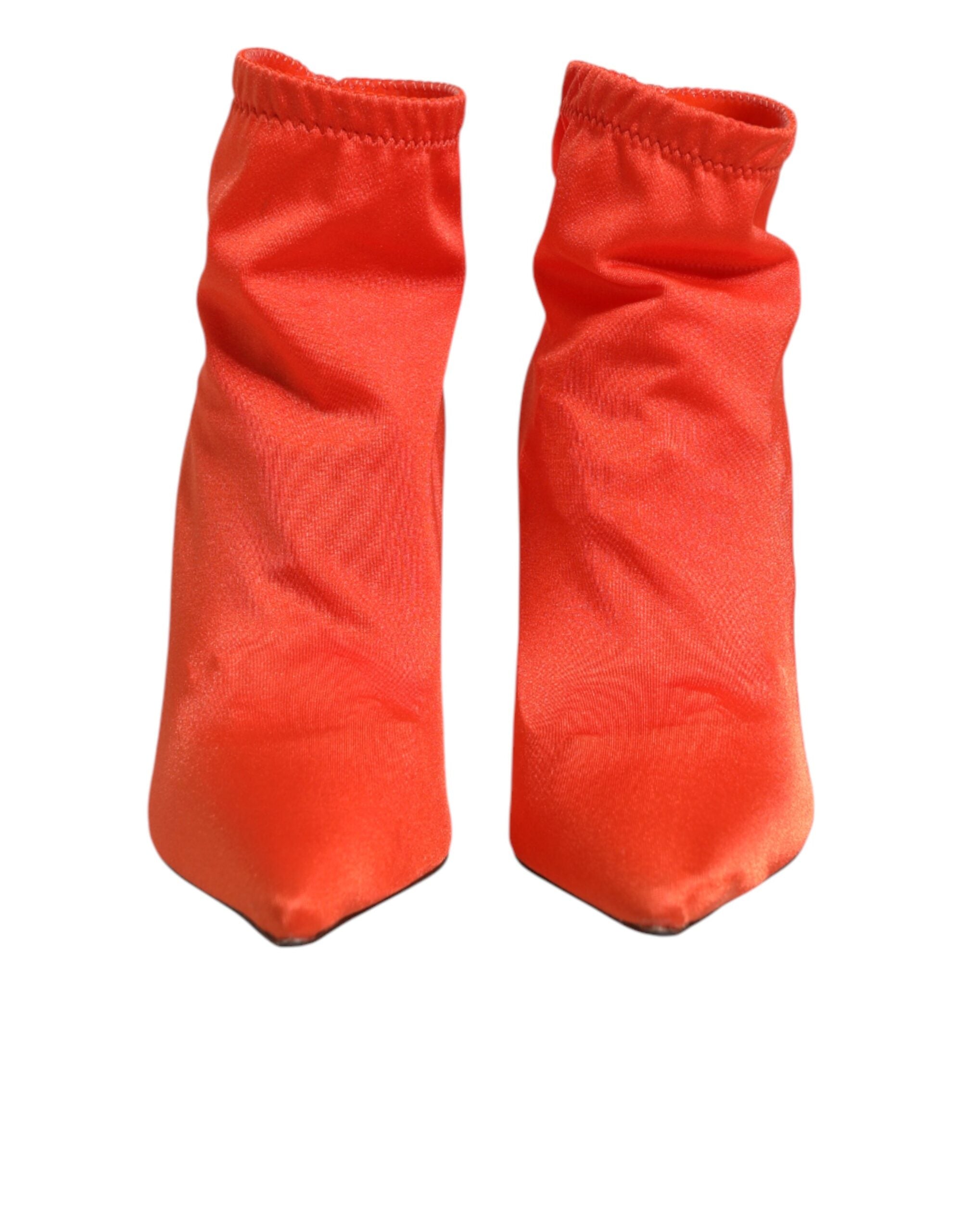 Chaussures à talons Dolce & Gabbana Orange DG Logo, bottines à la cheville avec logo distinctif et design élégant.
