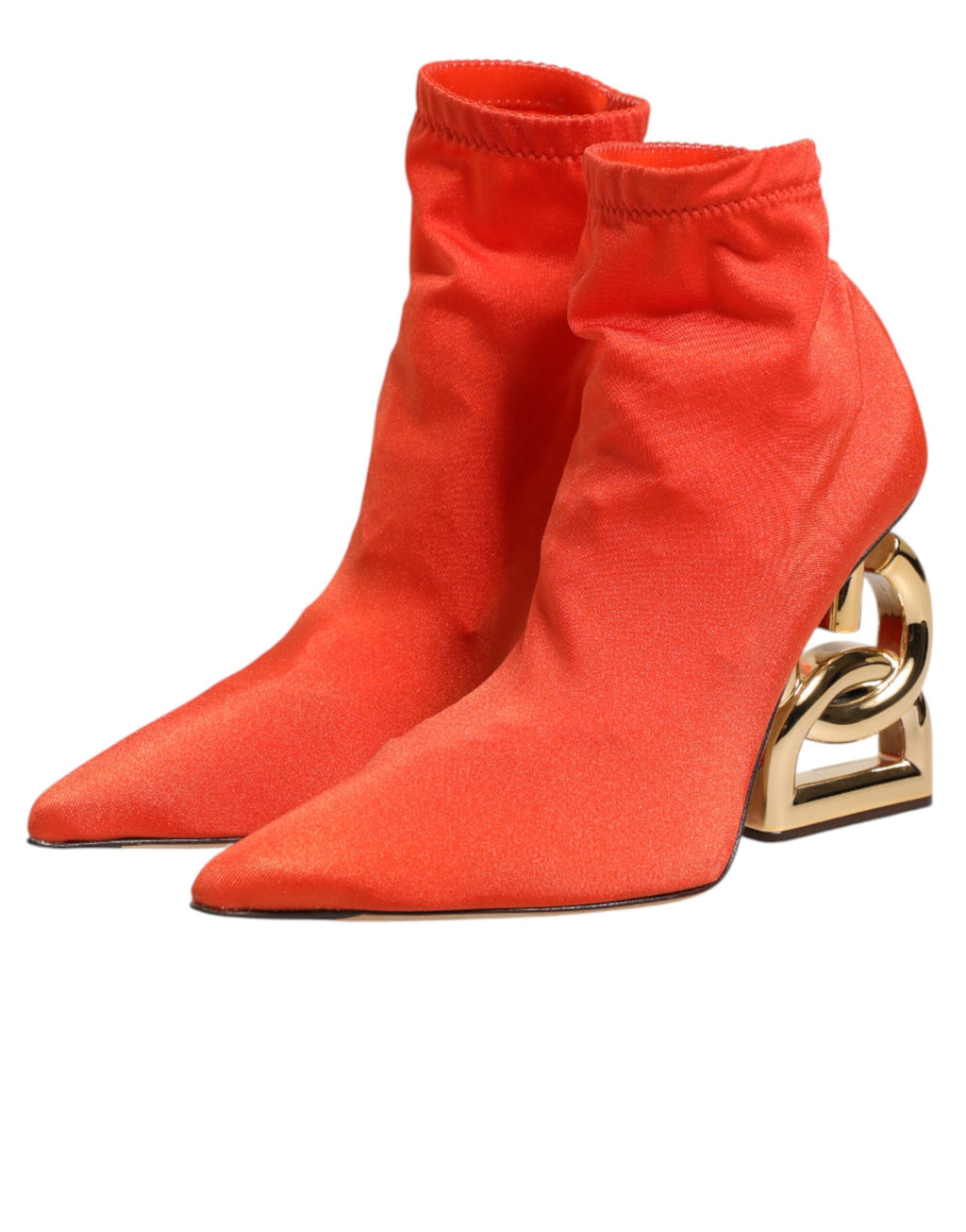 Chaussures à talons Dolce & Gabbana Orange DG Logo, bottines à la cheville élégantes avec logo visible.