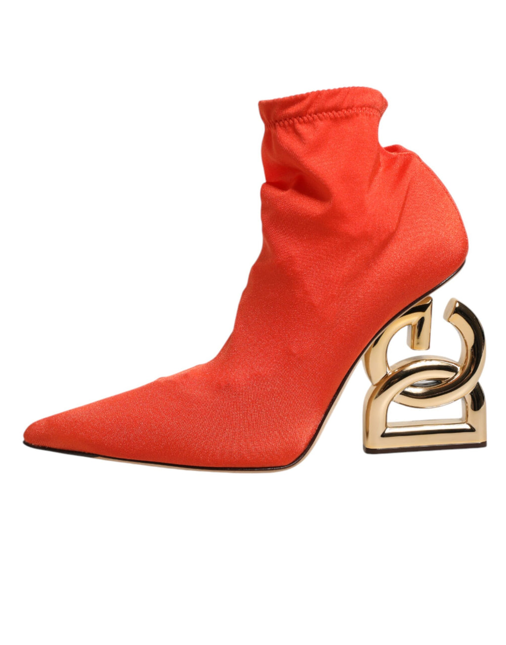 Chaussures à talons Dolce & Gabbana Orange DG Logo, bottines à la cheville avec logo distinctif et design élégant.