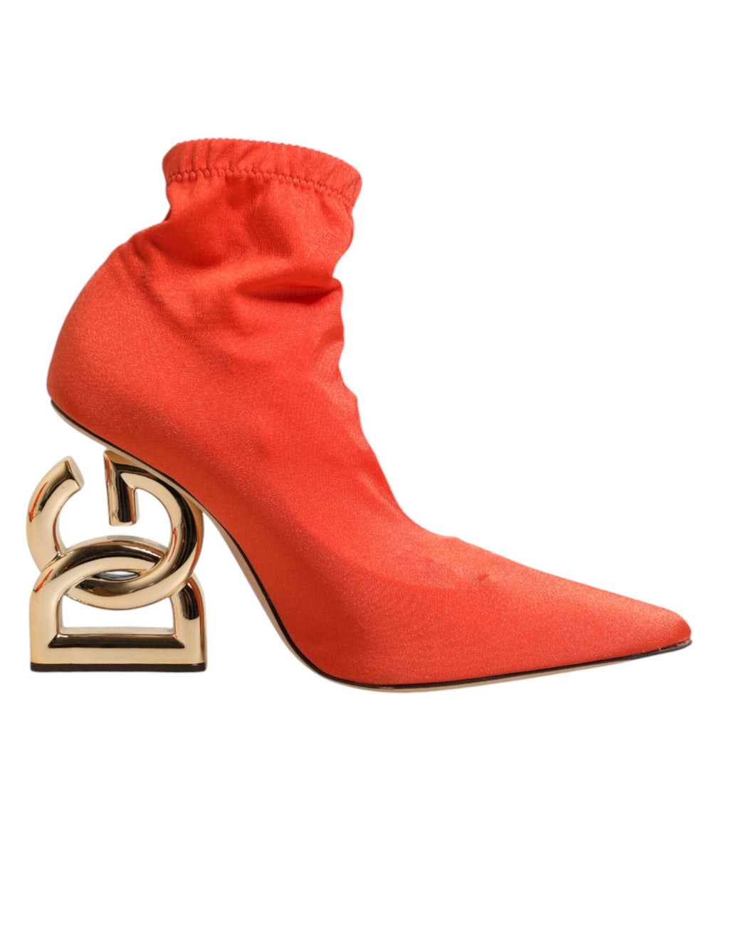 Chaussures à talons Dolce & Gabbana Orange DG Logo, bottines élégantes avec logo visible et semelle en cuir.