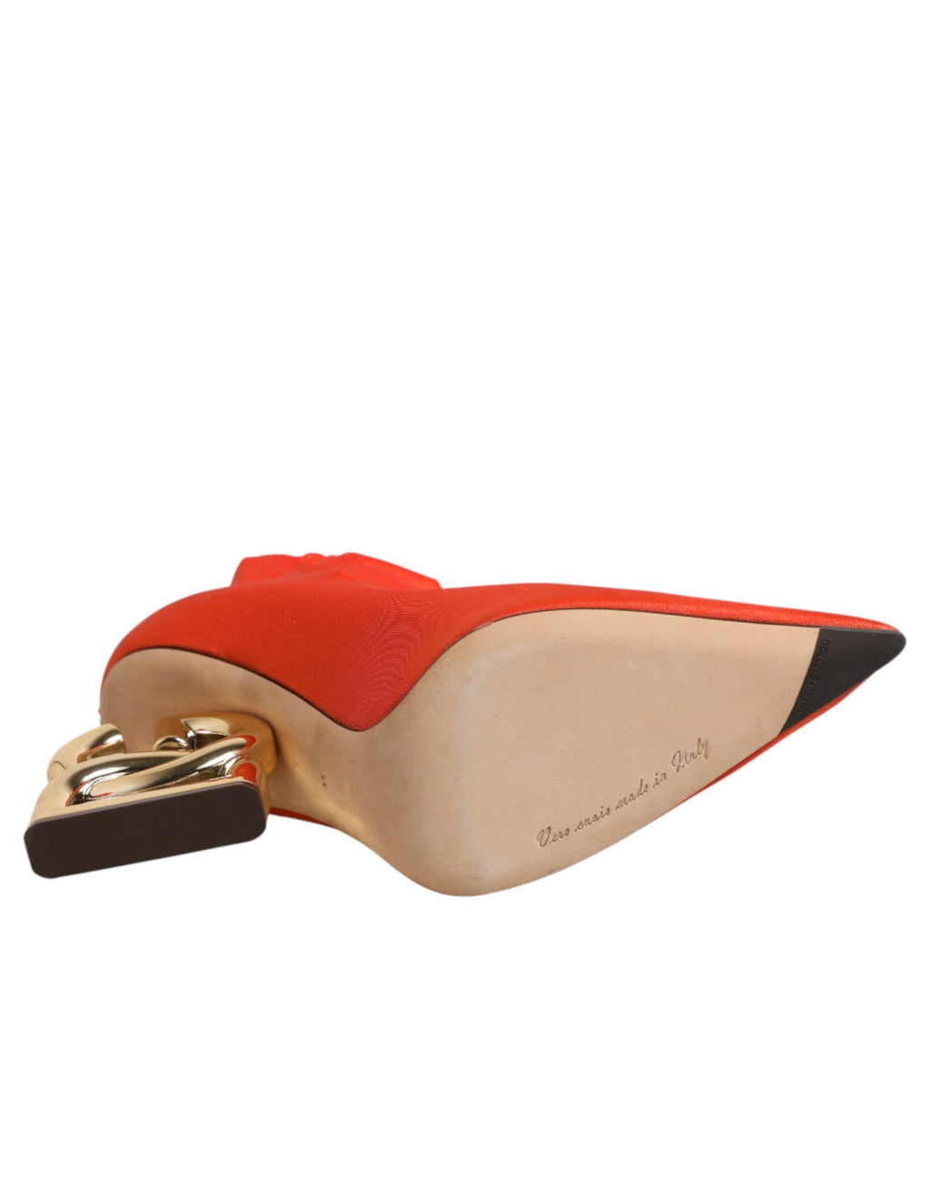 Chaussures à talons Dolce & Gabbana Orange DG Logo, bottines à la cheville avec logo distinctif, élégantes et modernes.