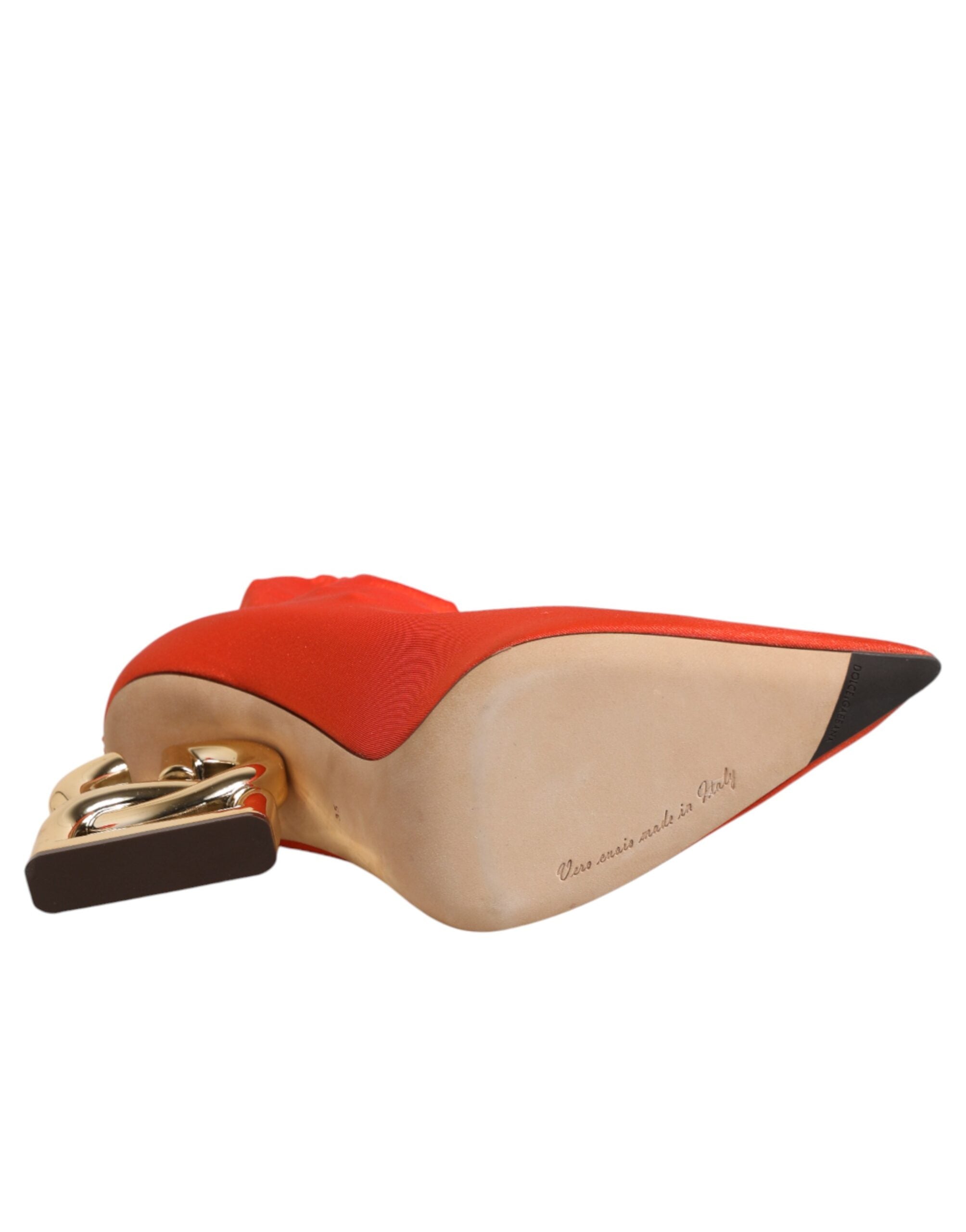 Chaussures à talons Dolce & Gabbana Orange DG Logo, bottines à la cheville avec logo distinctif, élégantes et modernes.