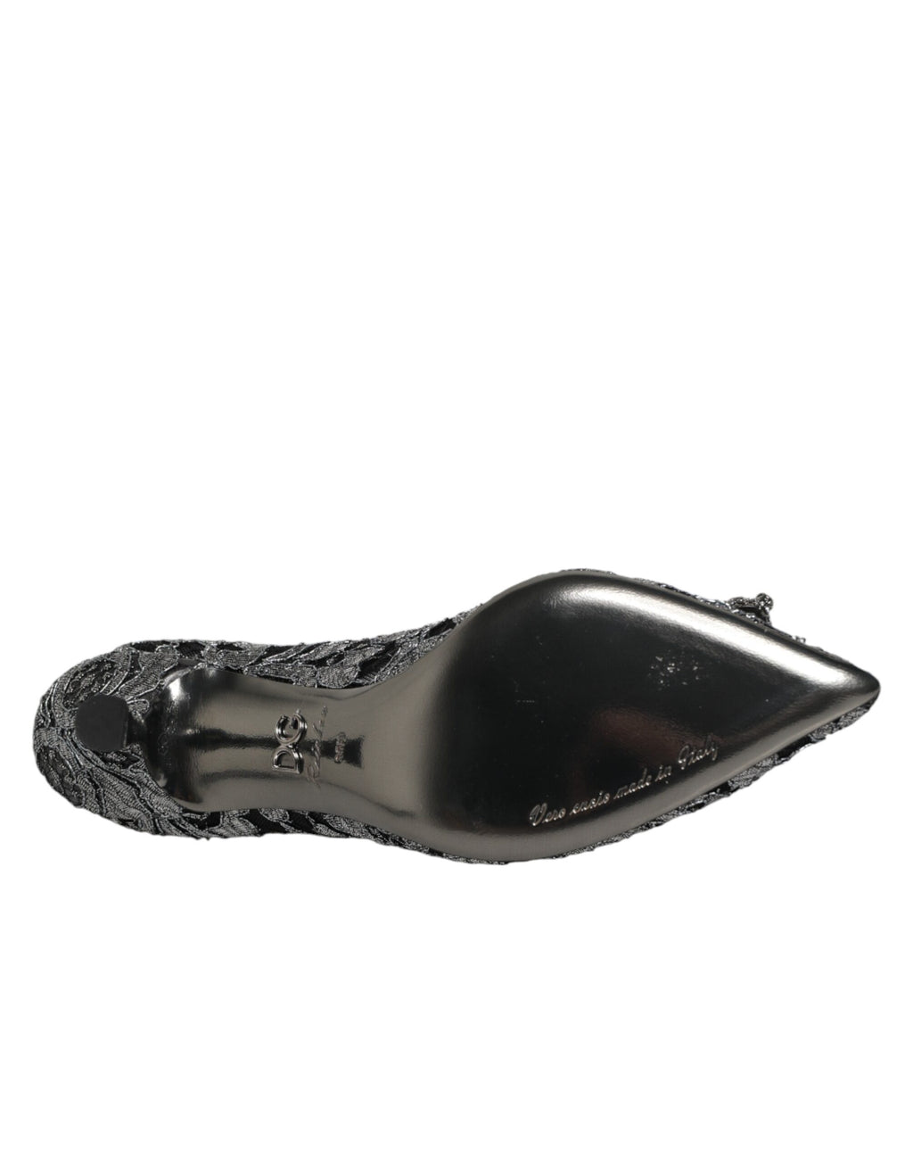 Escarpins Dolce & Gabbana en dentelle argentée DG Amore, chaussures élégantes à talons pour femmes.