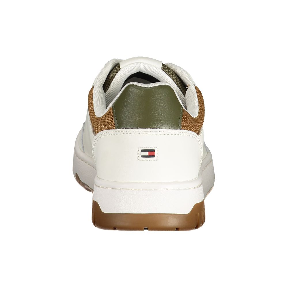 Sneakers Tommy Hilfiger Bianco en polyuréthane pour homme, vue de face, chaussures blanches élégantes et modernes.