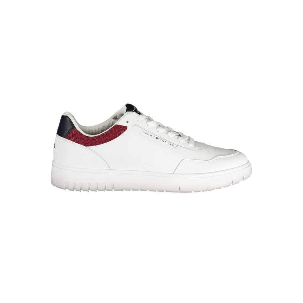 Sneakers pour hommes Tommy Hilfiger Bianco en polyuréthane, design moderne et élégant, vue de face.