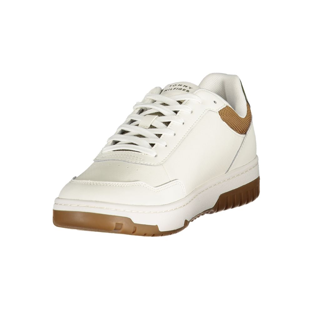 Sneakers pour homme Tommy Hilfiger Bianco en polyuréthane, style décontracté avec semelle blanche et design moderne.