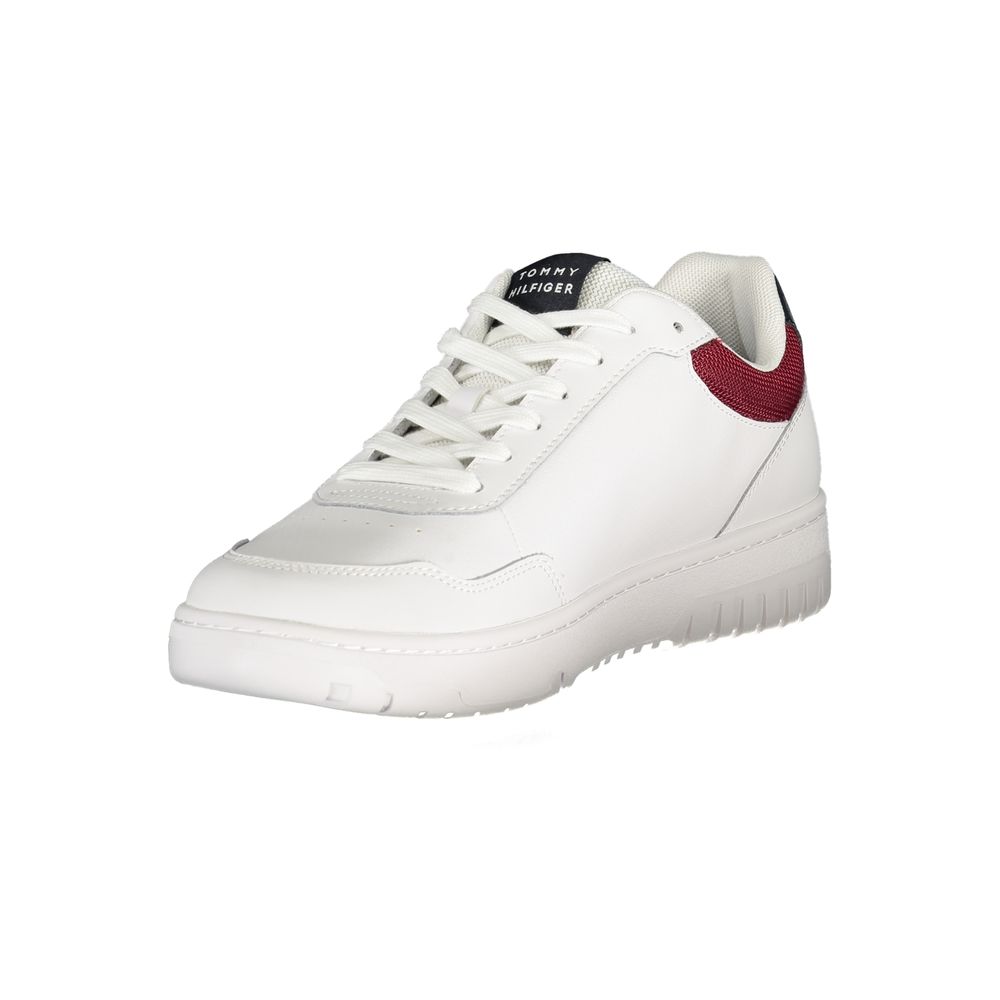 Baskets homme Tommy Hilfiger Bianco en polyuréthane, style décontracté avec semelle blanche et design moderne.