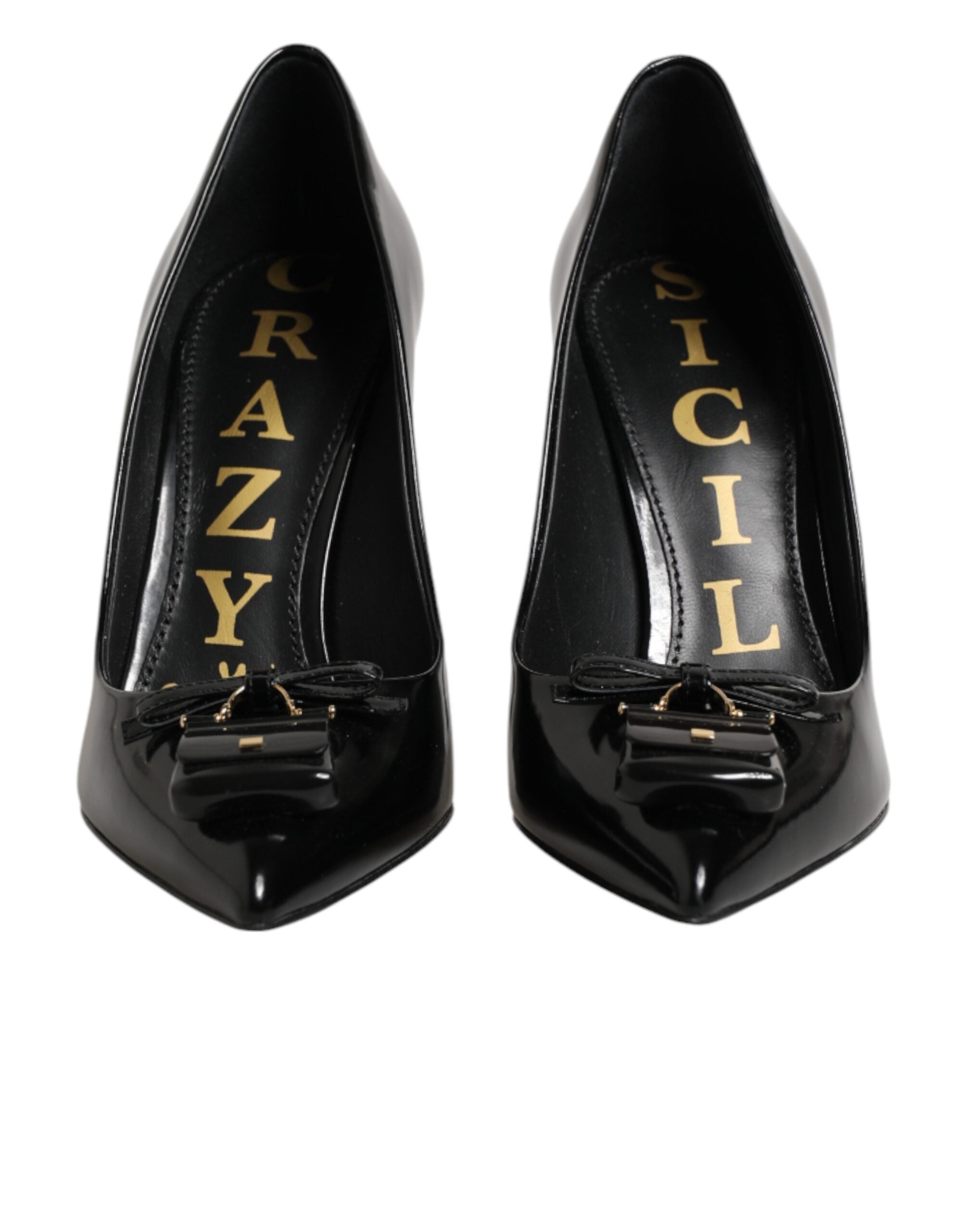 Chaussures Dolce & Gabbana noirs à talons avec embellissements, pompe élégante en cuir pour femmes