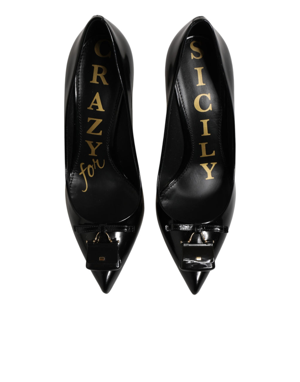 Chaussures Dolce & Gabbana noires, talons ornés de détails brillants, élégantes escarpins en cuir avec embellissements.