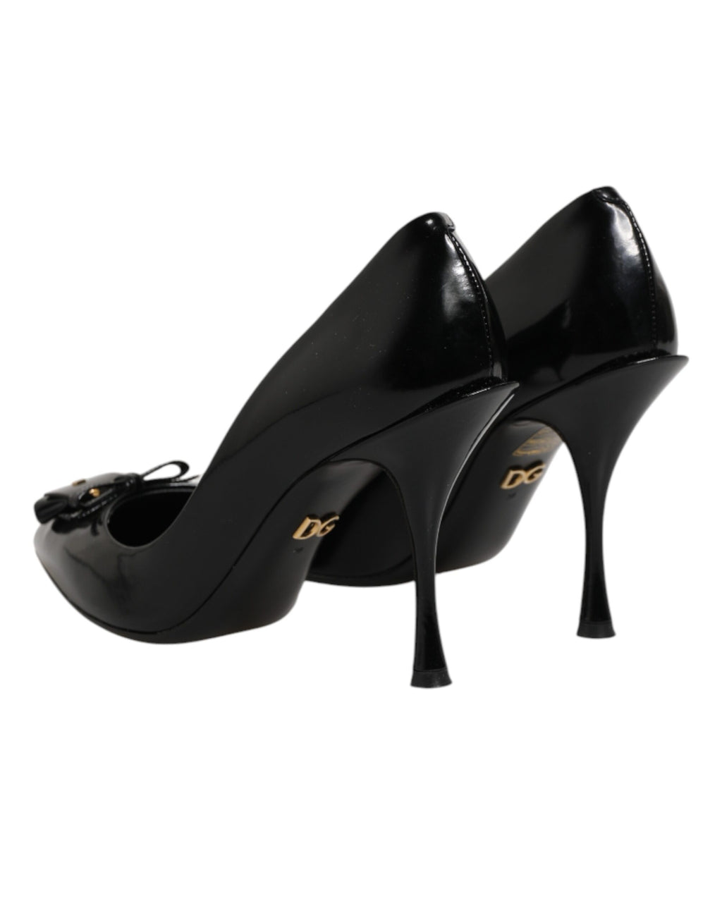 Chaussures Dolce & Gabbana à talons noirs avec embellissements, pompe élégante en cuir pour femmes.