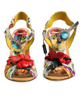Dolce & Gabbana Mehrfarbige Sandalen mit Blumenmuster und Kristallverzierung