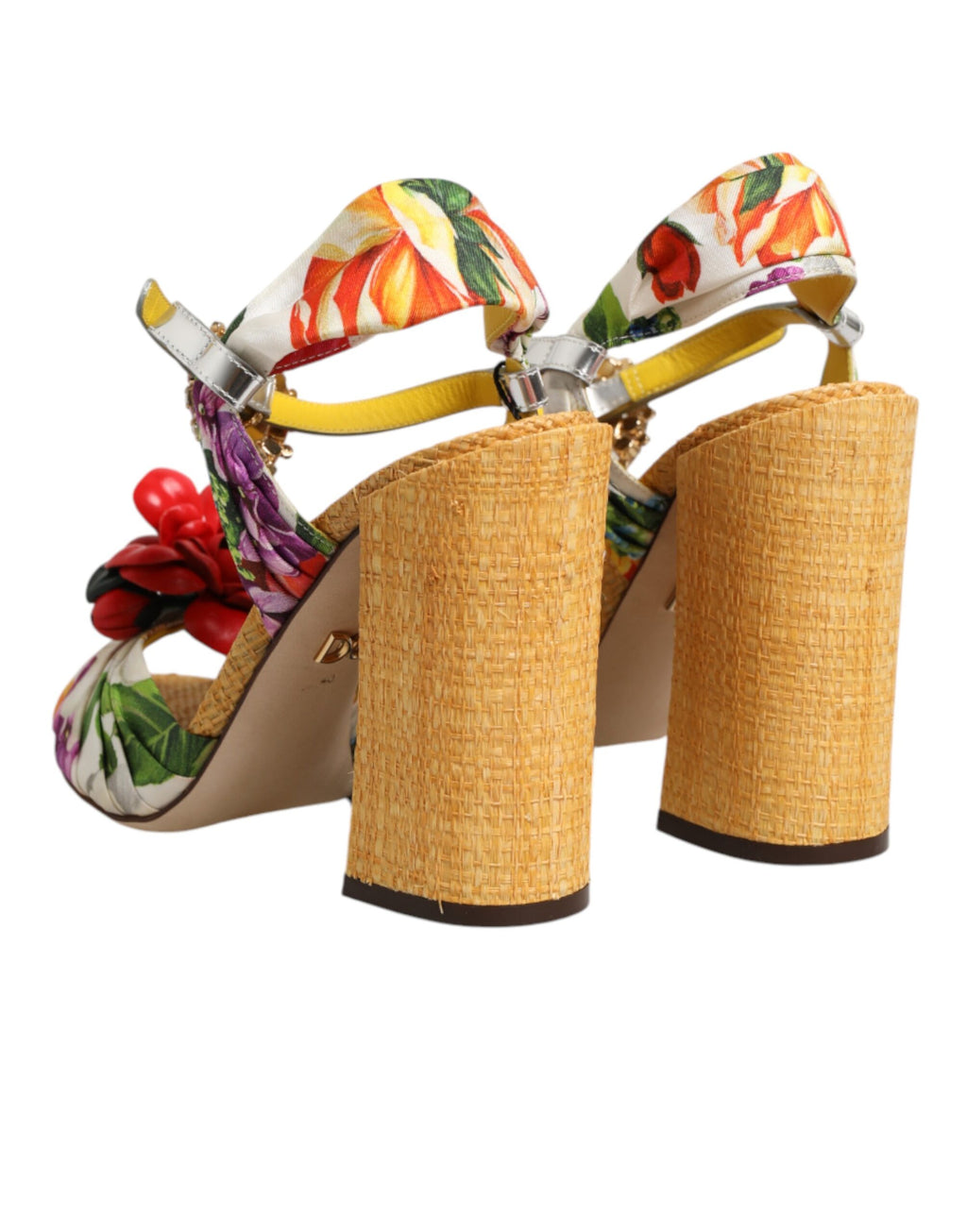 Dolce & Gabbana Mehrfarbige Sandalen mit Blumenmuster und Kristallverzierung