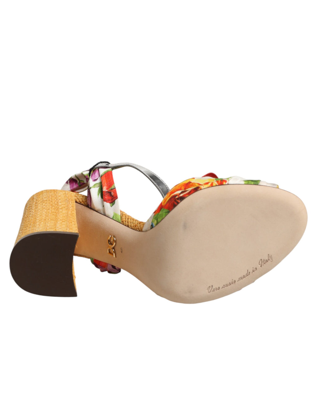 Dolce & Gabbana Mehrfarbige Sandalen mit Blumenmuster und Kristallverzierung
