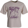 T-shirt en coton beige Dolce & Gabbana Cosmic Love avec col rond, image montrant le design et la texture du tissu.