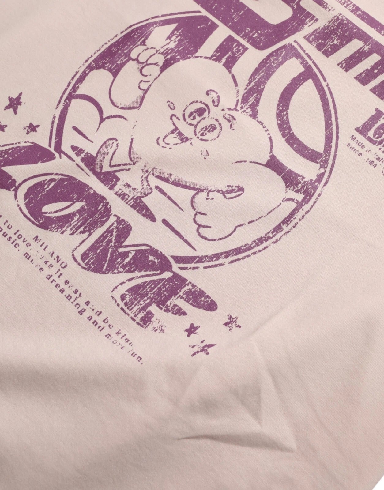 T-shirt en coton beige Dolce & Gabbana Cosmic Love avec col rond, vue de face.