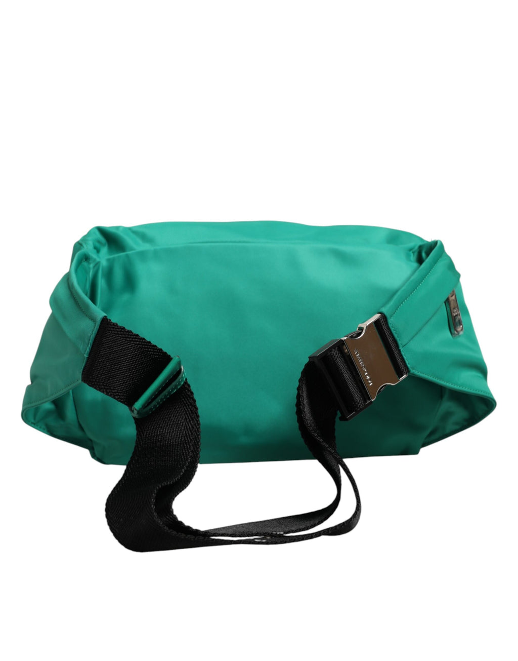 Sac banane en nylon vert avec plaque logo Dolce & Gabbana pour homme, poche pratique et style élégant.
