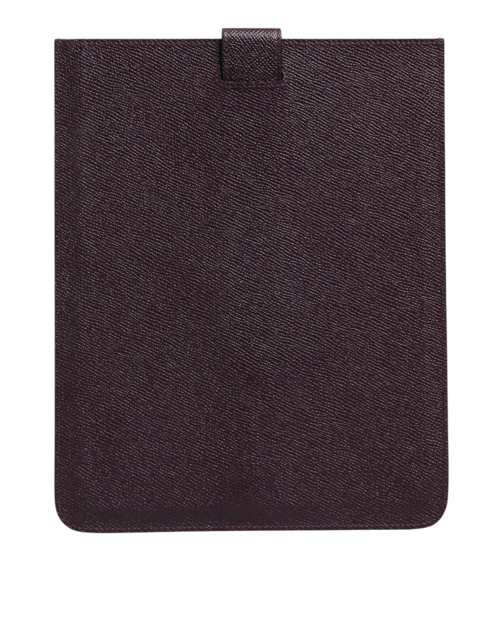 Étui en cuir marron foncé Dolce & Gabbana pour tablette avec plaque logo, finition élégante et aspect sophistiqué.