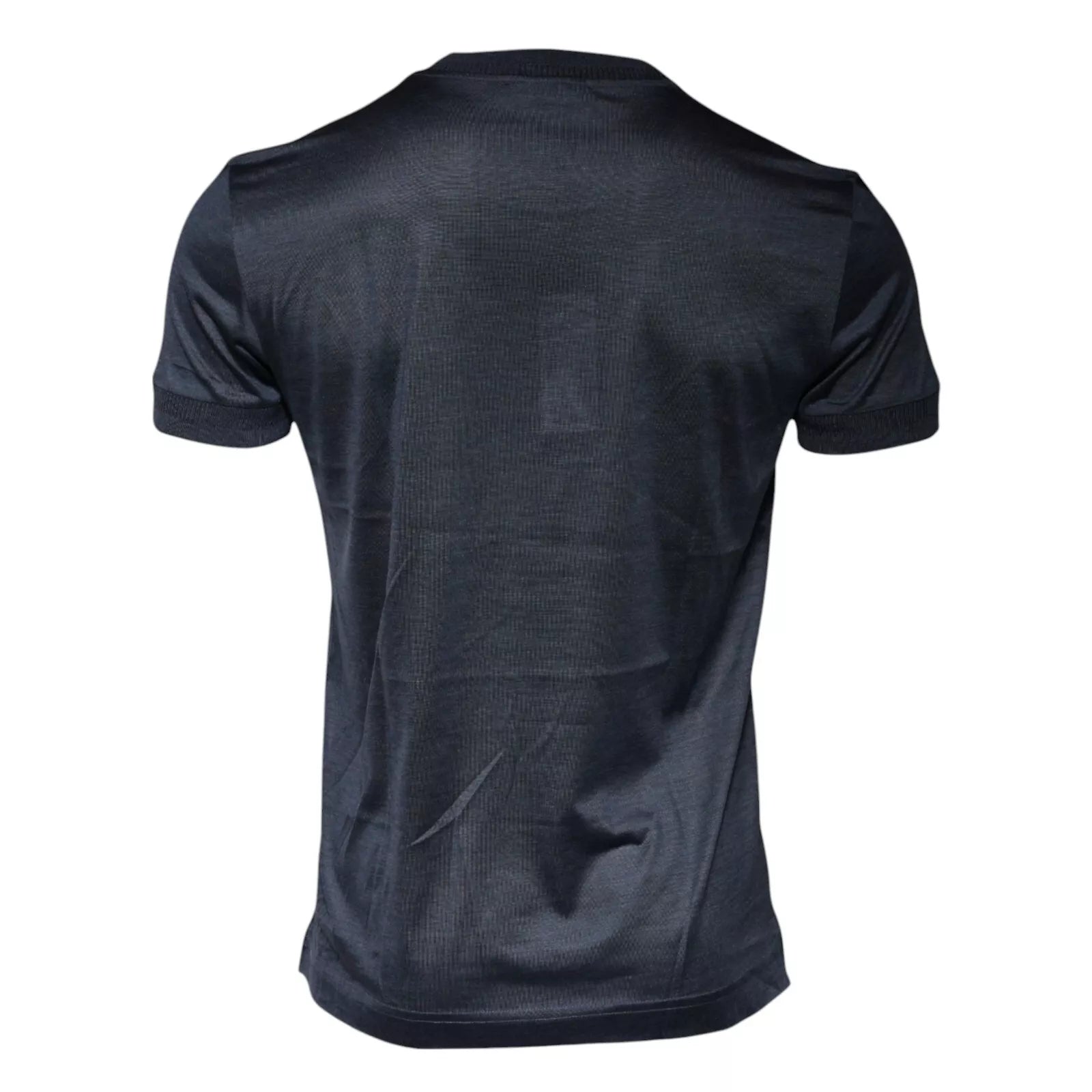 T-shirt homme Dolce & Gabbana en soie bleue à col rond et manches courtes, vue de face.