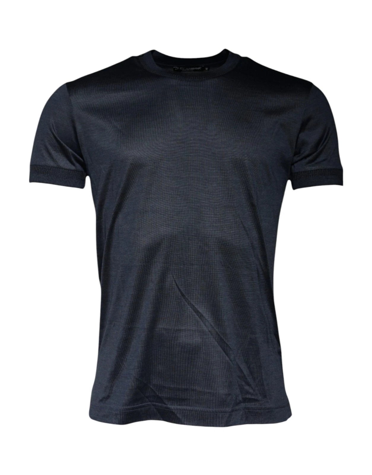 T-shirt homme Dolce & Gabbana en soie bleue à col rond et manches courtes, élégant et confortable.