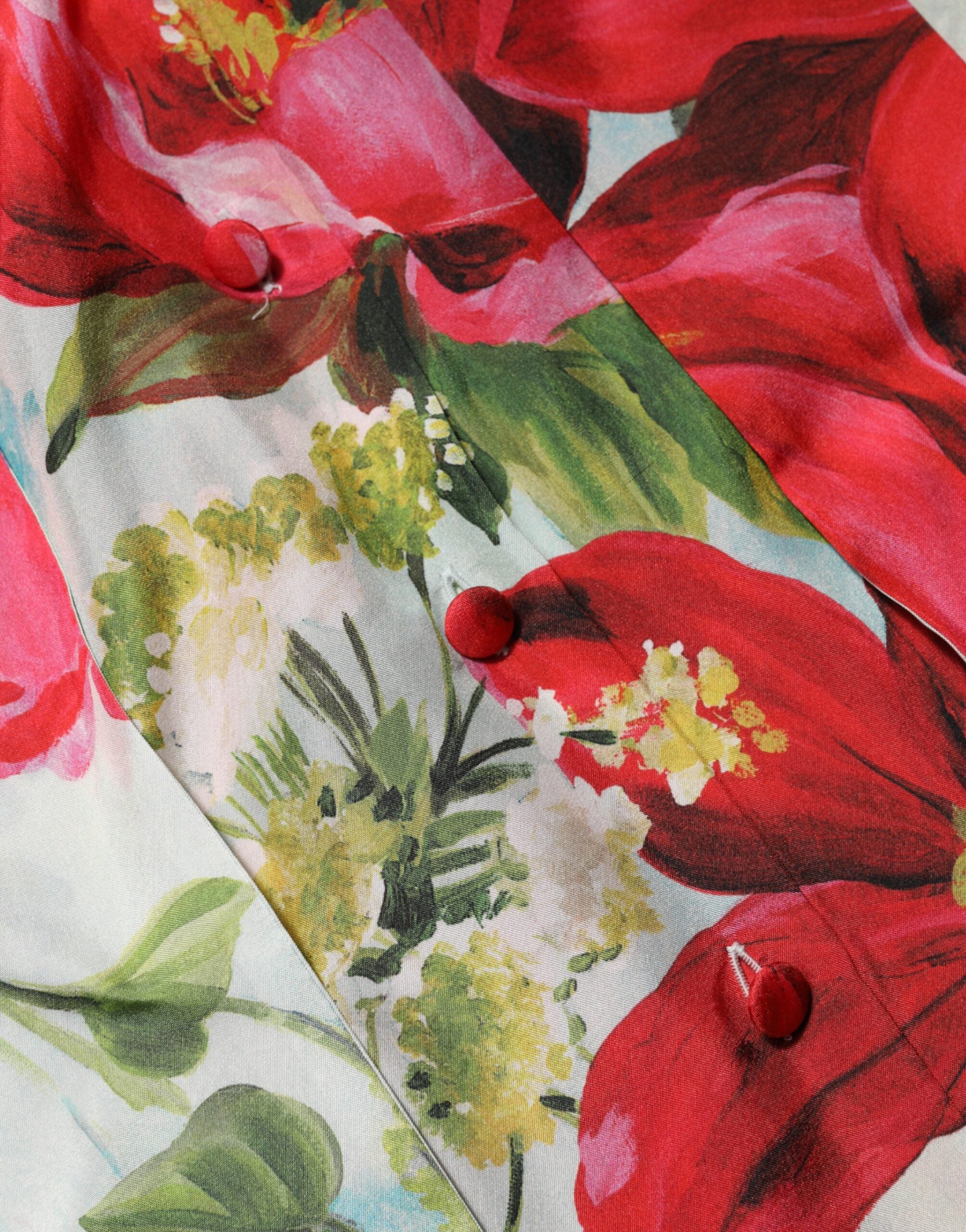 Blouse à manches longues Dolce & Gabbana à fleurs multicolores, design élégant et tissu léger.