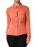 Haut à manches longues d'Emporio Armani orange avec col boutonné, style élégant et sophistiqué.