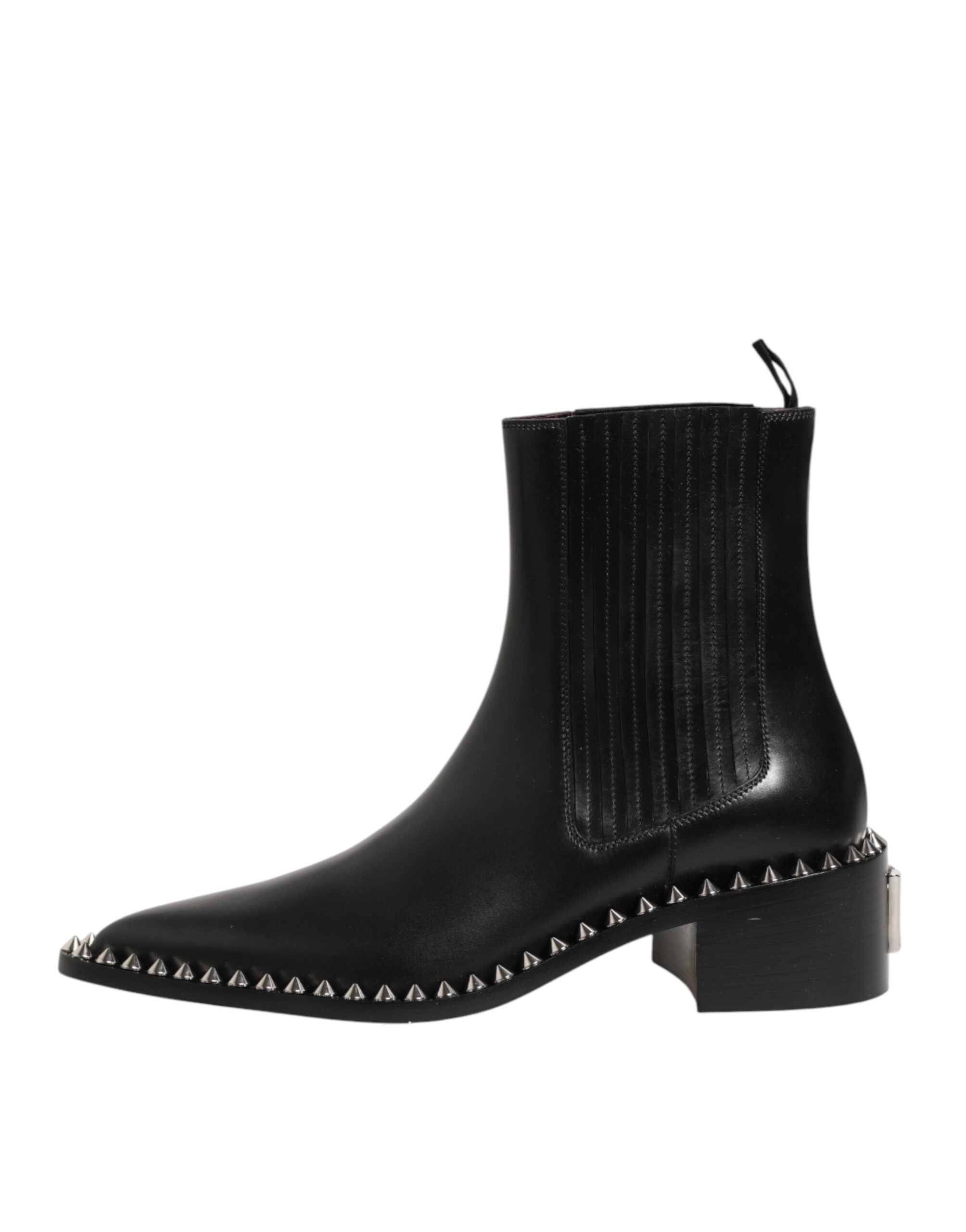 Chaussures Chelsea courtes noires Dolce & Gabbana avec studs, bottines en cuir élégantes et tendance.