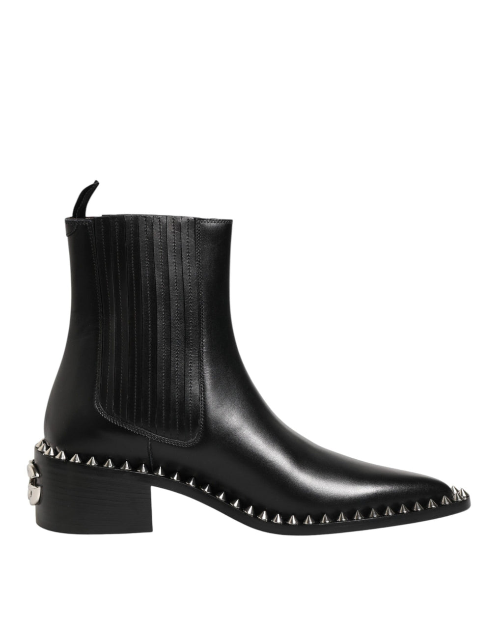 Bottines Chelsea noires Dolce & Gabbana à clous, chaussures courtes et élégantes pour femme.