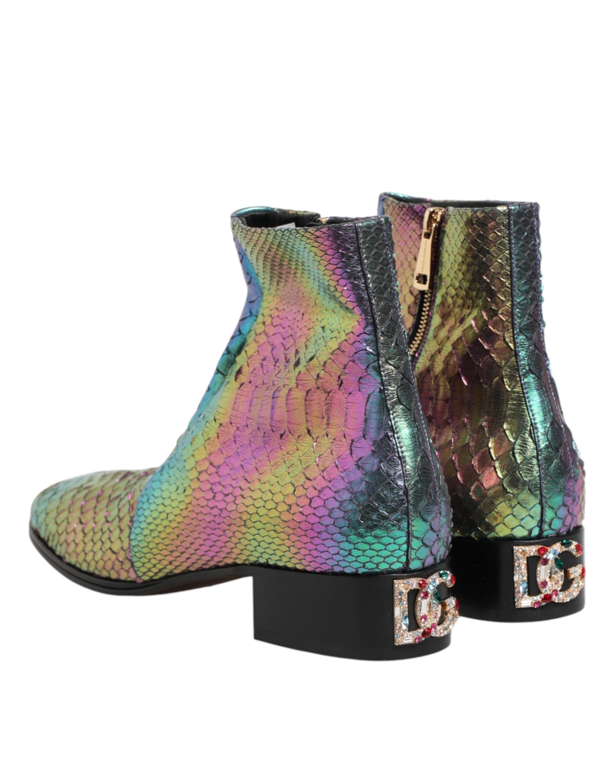 Bottines Chelsea courtes multicolores Dolce & Gabbana avec semelles en cuir et design élégant.