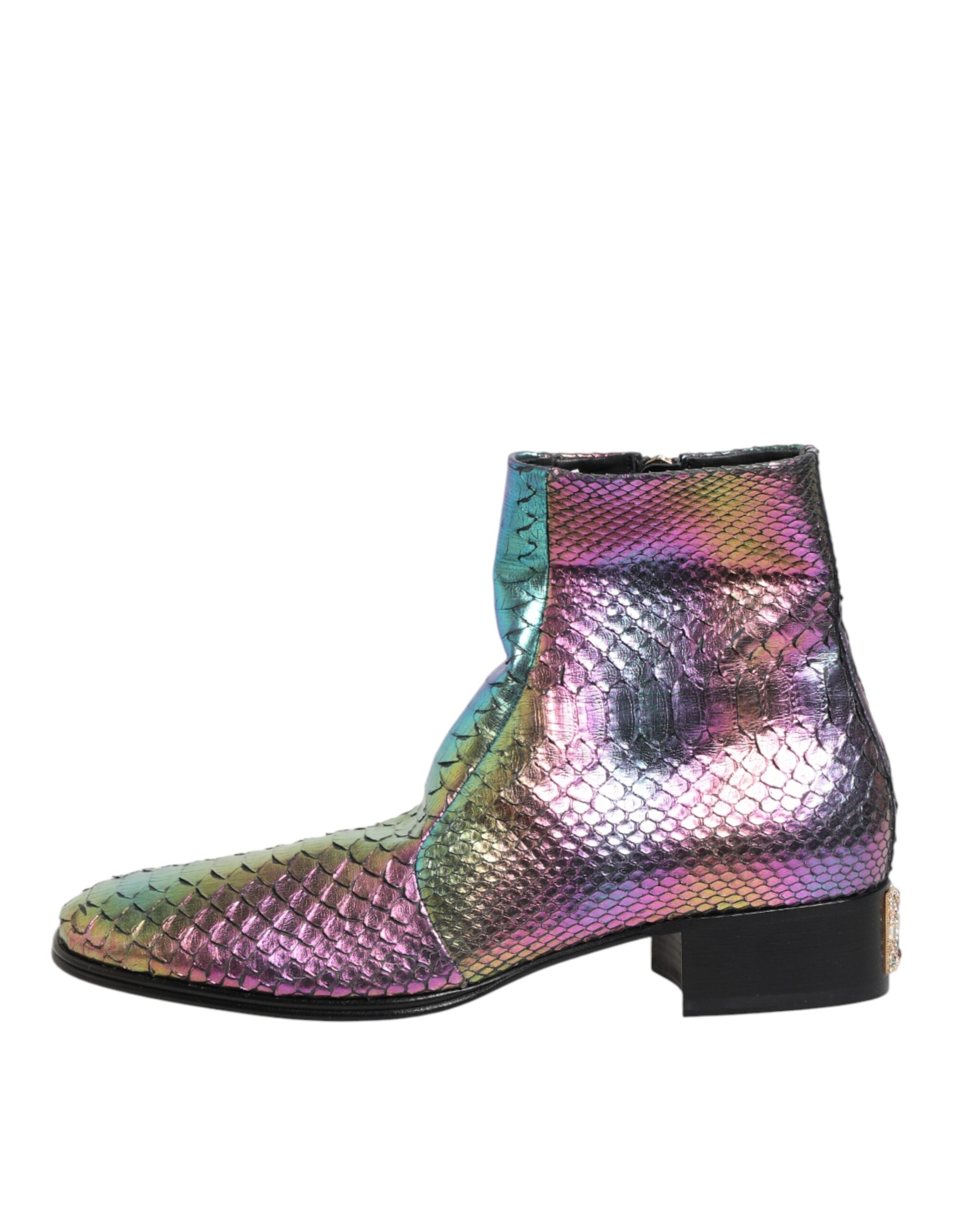 Chaussures Chelsea courtes multicolores Dolce & Gabbana pour femmes, bottines élégantes en cuir avec semelle antidérapante.