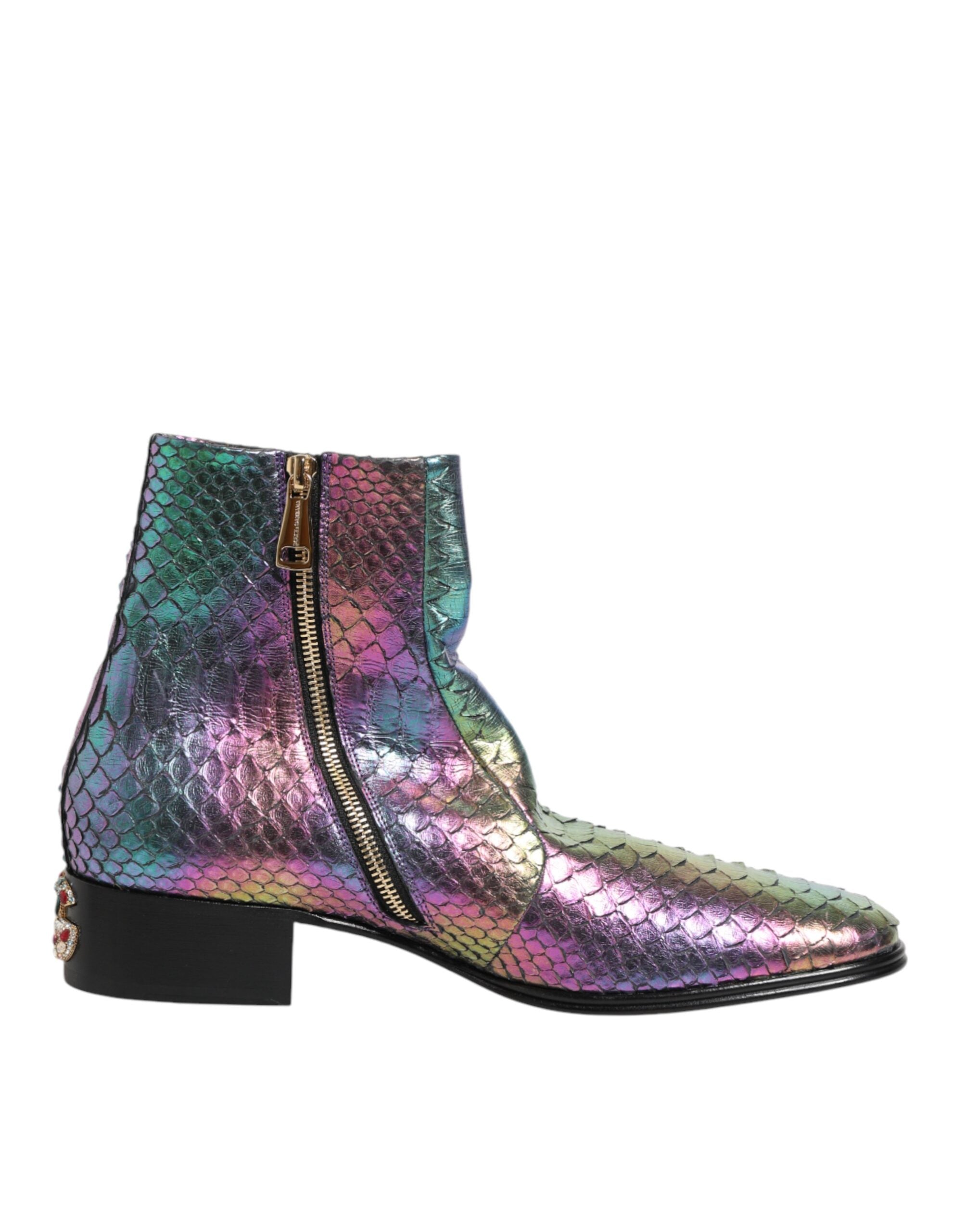 Bottines Chelsea Courtes Multicolores Dolce & Gabbana, chaussures pour femmes en cuir avec design coloré et élégant.