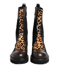 Bottes mi-mollet Dolce & Gabbana à motifs léopard multicolores, style élégant et tendance.