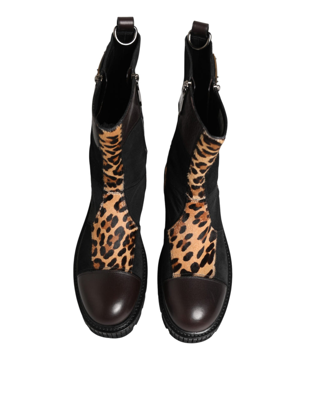 Bottes mi-mollet multicolores à motif léopard de Dolce & Gabbana, chaussures élégantes avec imprimé animalier coloré.