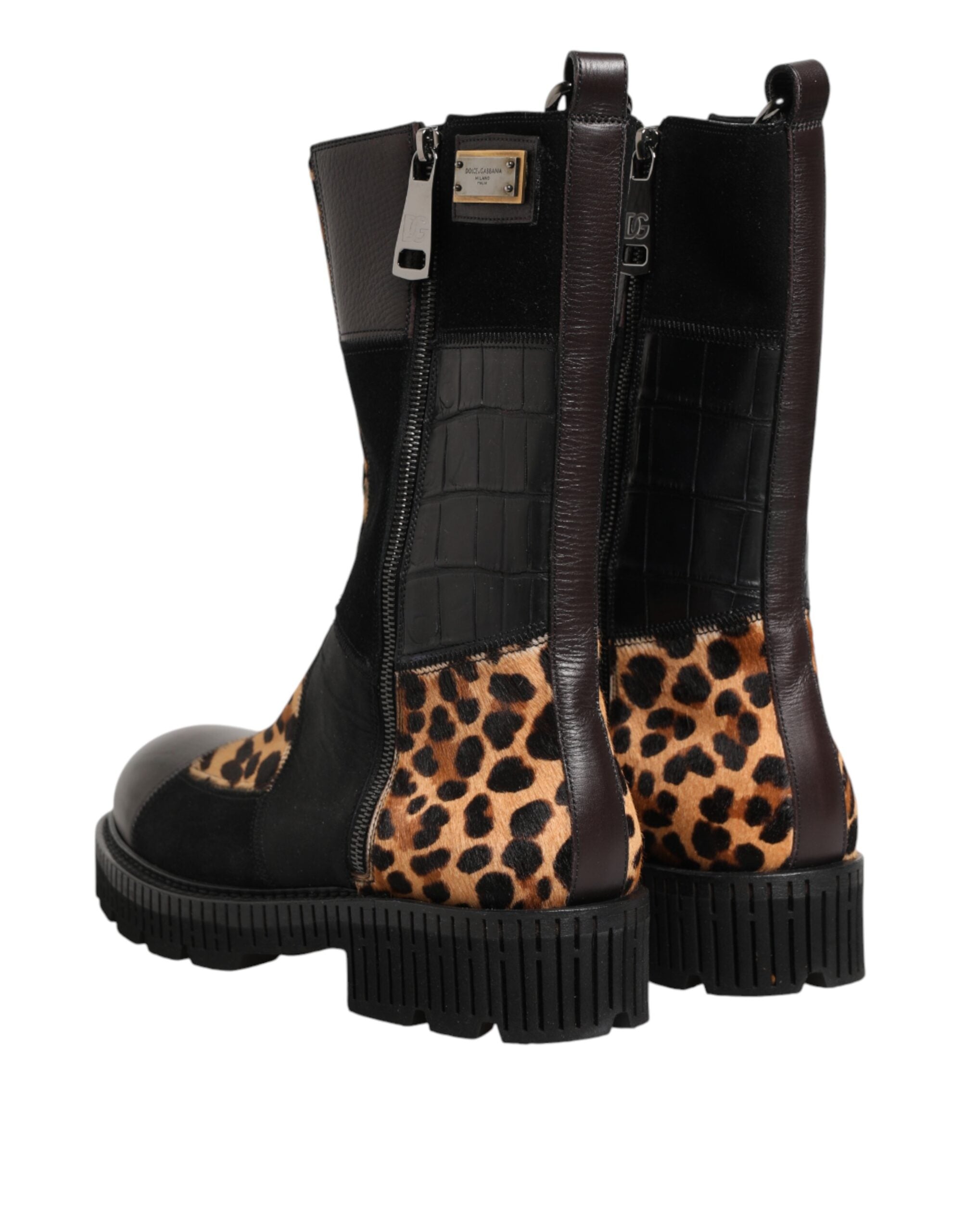 Bottes mi-mollet Dolce & Gabbana à imprimé léopard multicolore, style élégant et tendance, en cuir avec talons.