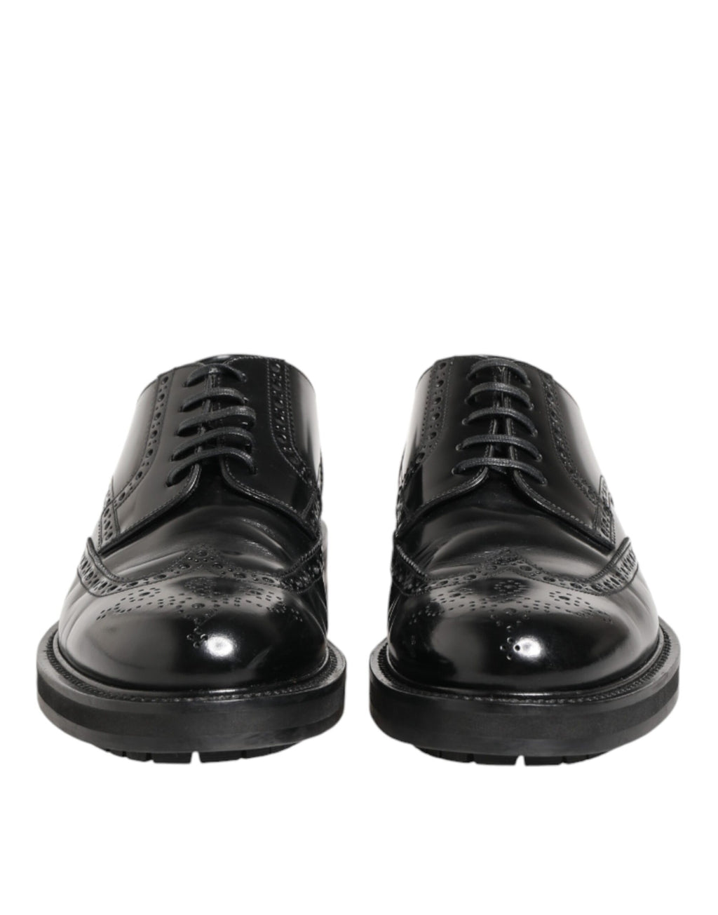 Chaussures Derby en cuir de veau noir de Dolce & Gabbana pour homme, élégantes et classiques, avec finition soignée.
