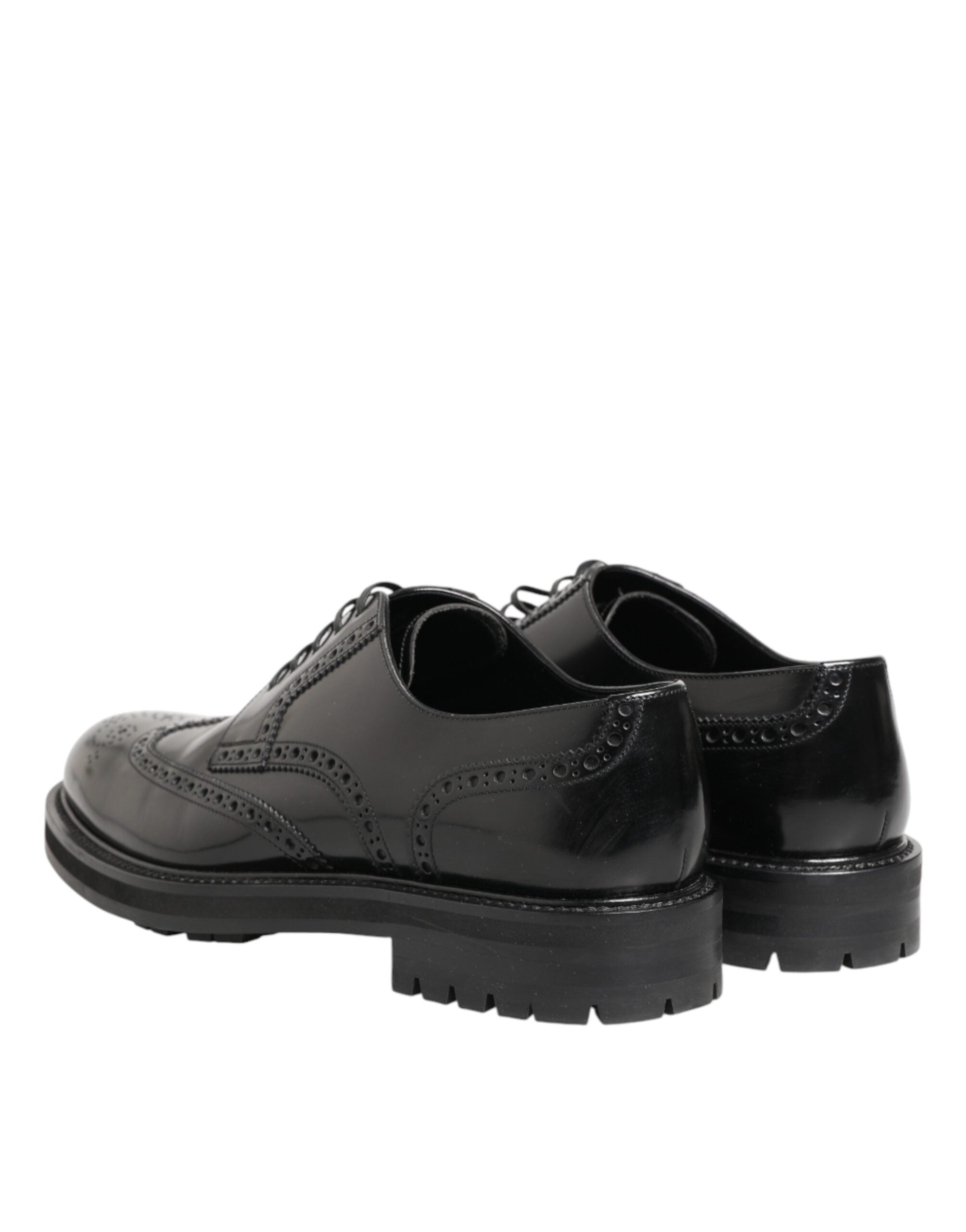 Chaussures Derby en cuir de veau noir de Dolce & Gabbana pour homme, élégantes et classiques.