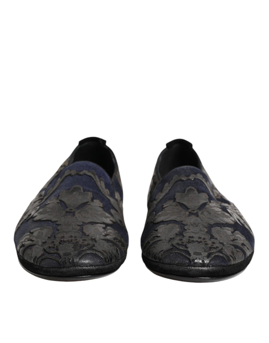 Chaussures mocassins Dolce & Gabbana en jacquard noir et cuir, slips-on élégants pour homme.