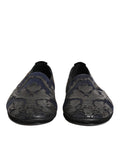 Chaussures mocassins Dolce & Gabbana en jacquard noir et cuir, slips-on élégants pour homme.