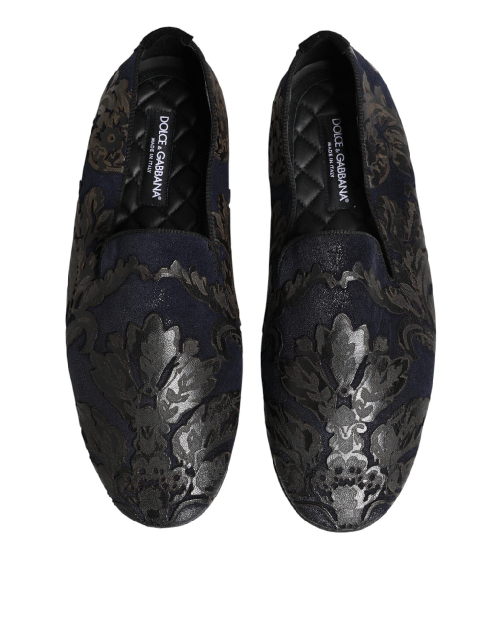 Chaussures mocassins Dolce & Gabbana en jacquard noir et cuir, modèles slip-on élégants pour homme.