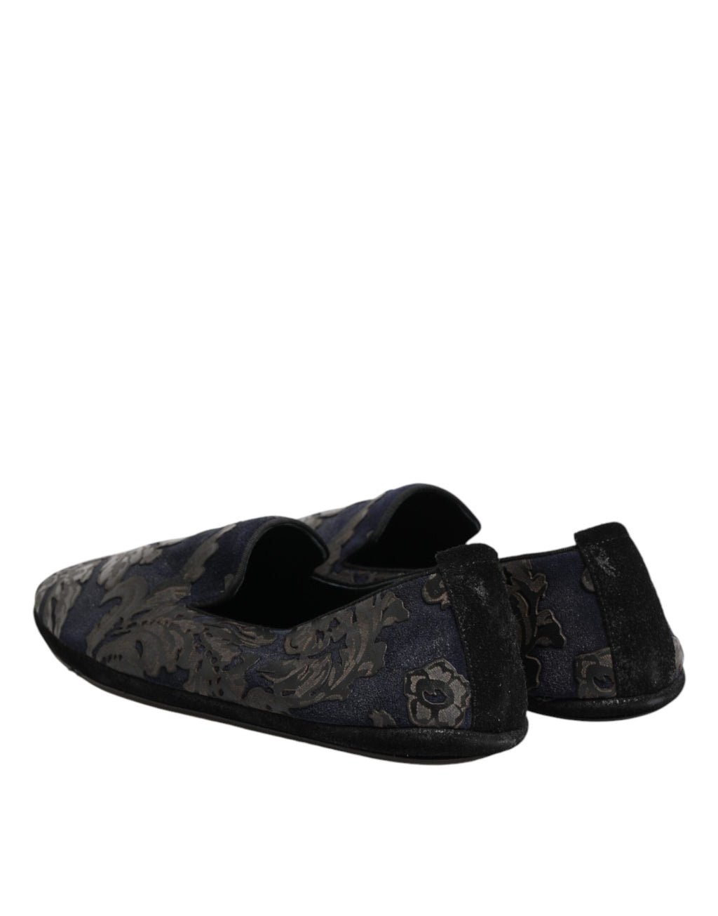 Chaussures mocassins Dolce & Gabbana en jacquard noir et cuir, style slip-on, élégantes et sophistiquées.