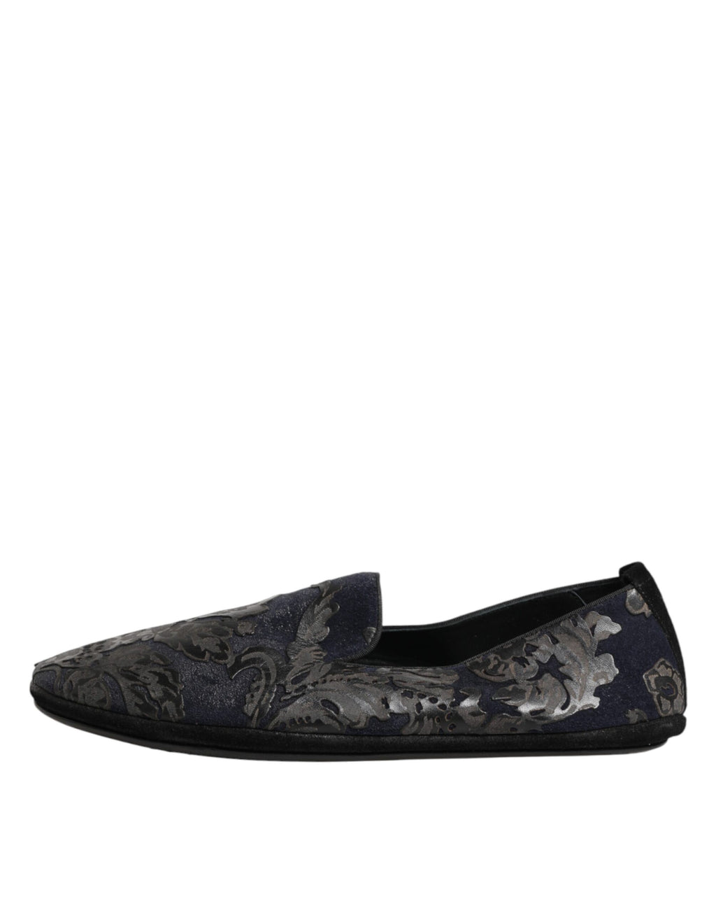 Chaussures mocassins Dolce & Gabbana en jacquard noir et cuir, slip-on élégants pour homme.