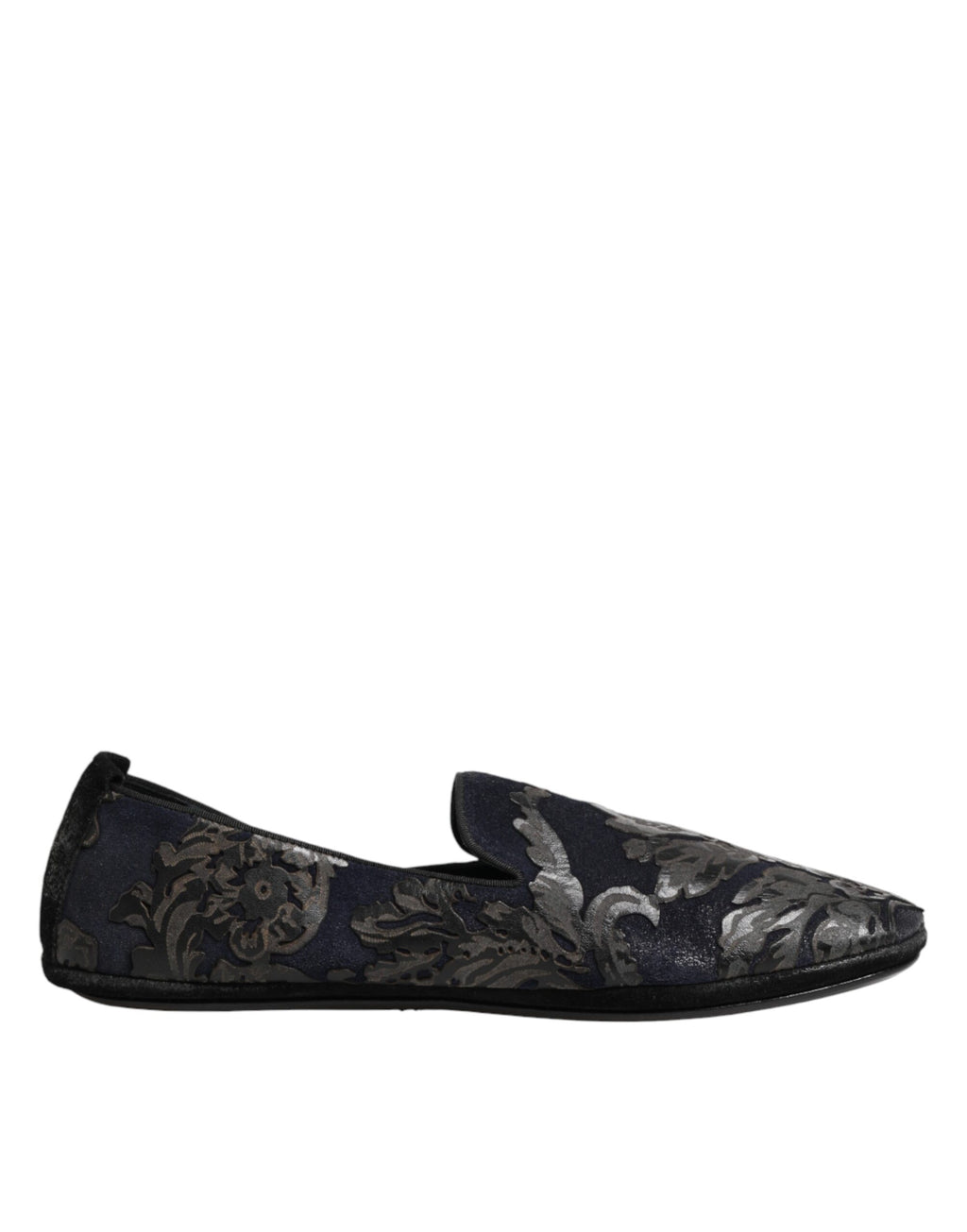 Chaussures mocassins en cuir jacquard noir Dolce & Gabbana, style slip-on élégante avec détails sophistiqués.