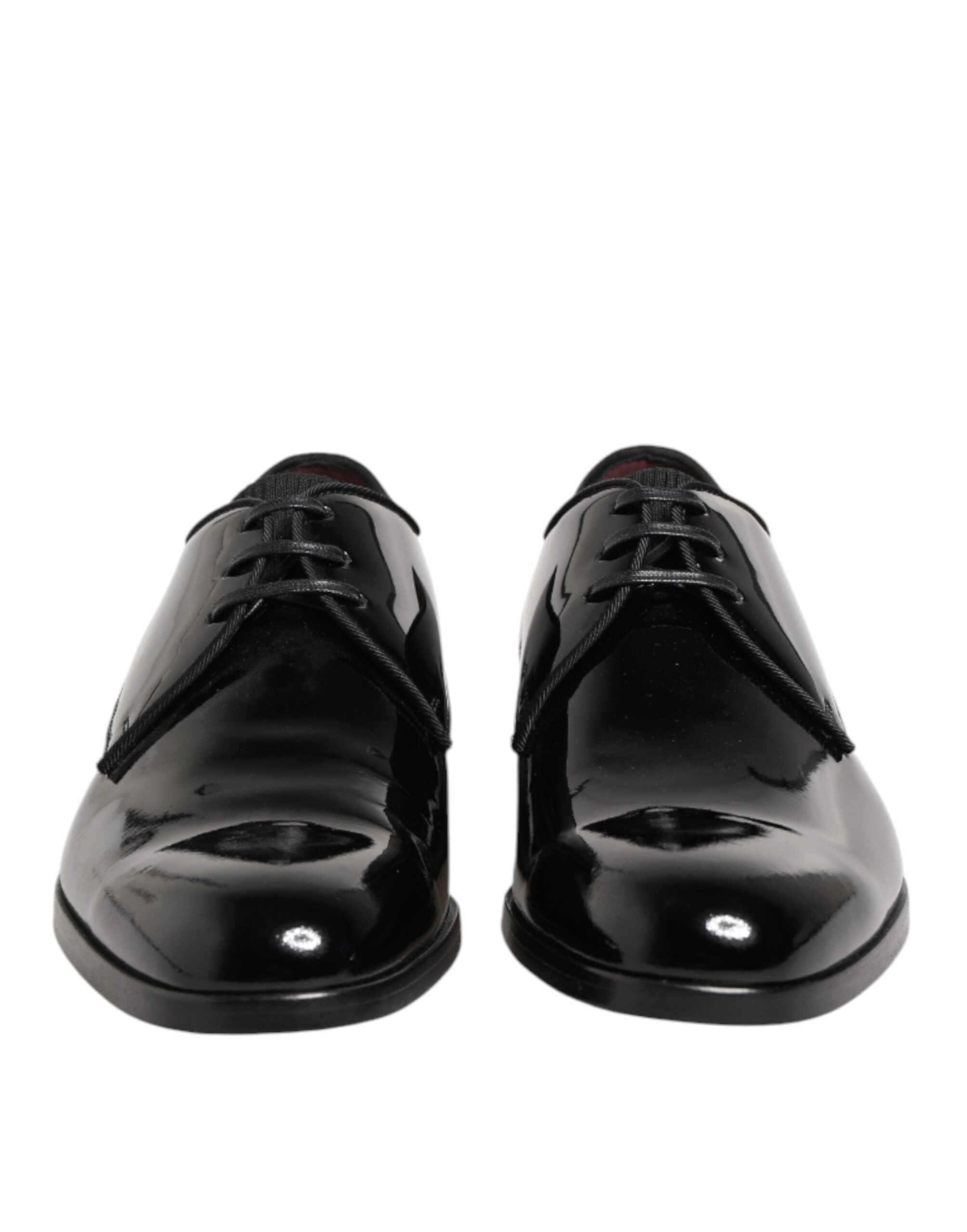 Chaussures Derby en cuir de veau noir de Dolce & Gabbana, élégantes et sophistiquées pour homme.