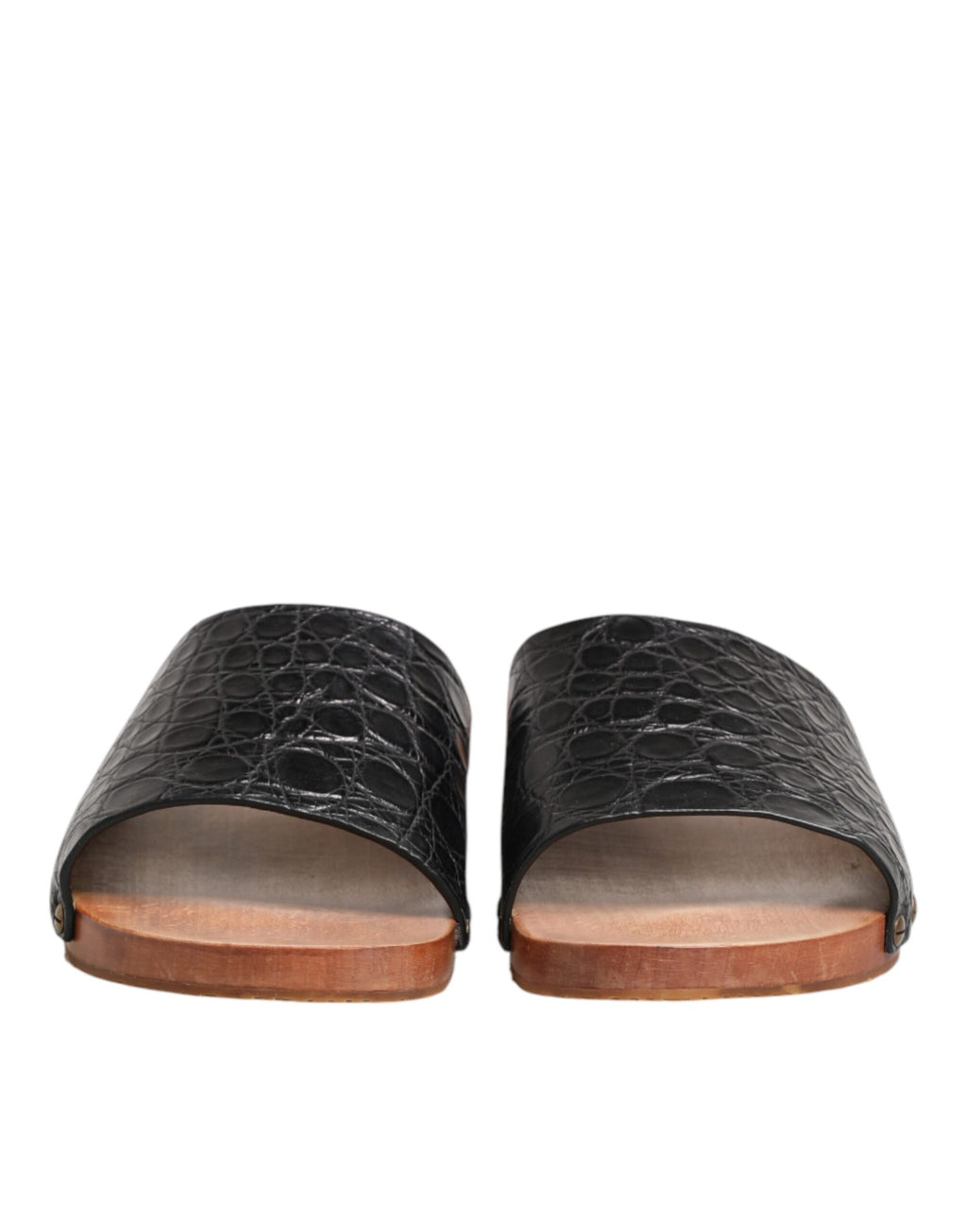 Sandales en cuir noir et marron Dolce & Gabbana, chaussures à bascule élégantes pour femme.