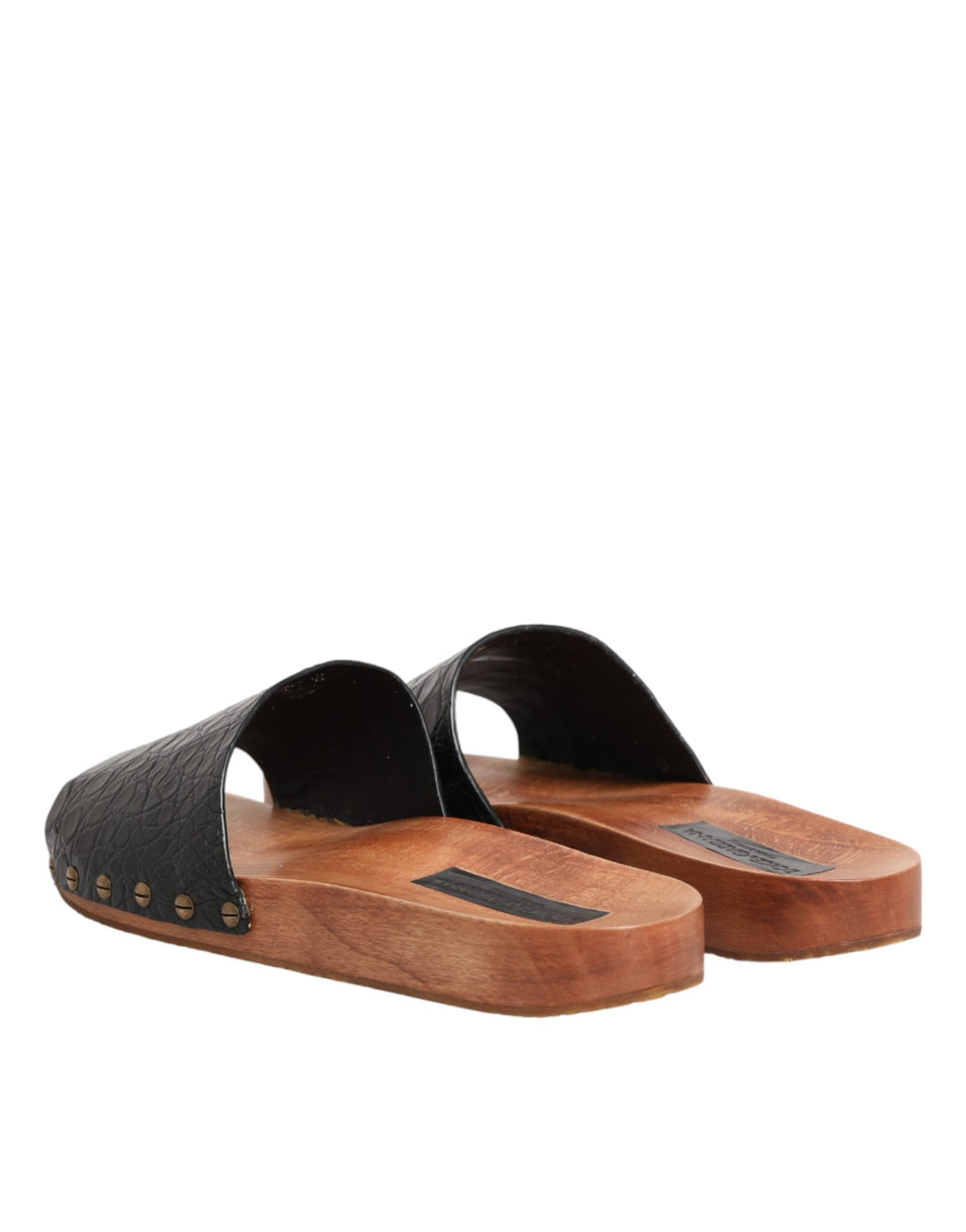 Sandales en cuir noir et marron Dolce & Gabbana, chaussures à slides élégantes et confortables.