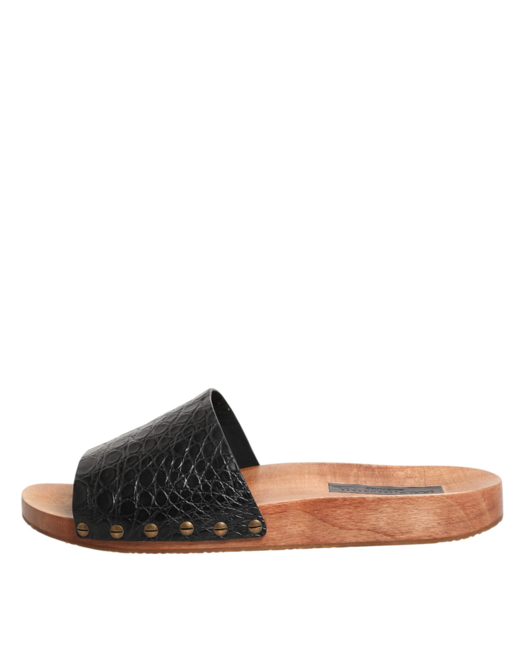 Sandales en cuir noir et marron Dolce & Gabbana, chaussures à slides élégantes avec boucle pour un style sophistiqué.