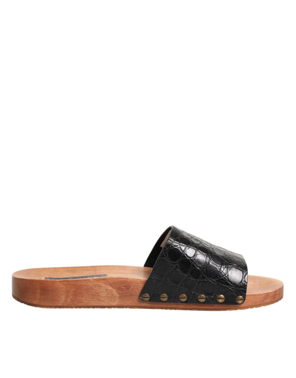 Sandales en cuir noir et marron Dolce & Gabbana, chaussures slides élégantes avec design en cuir de haute qualité.