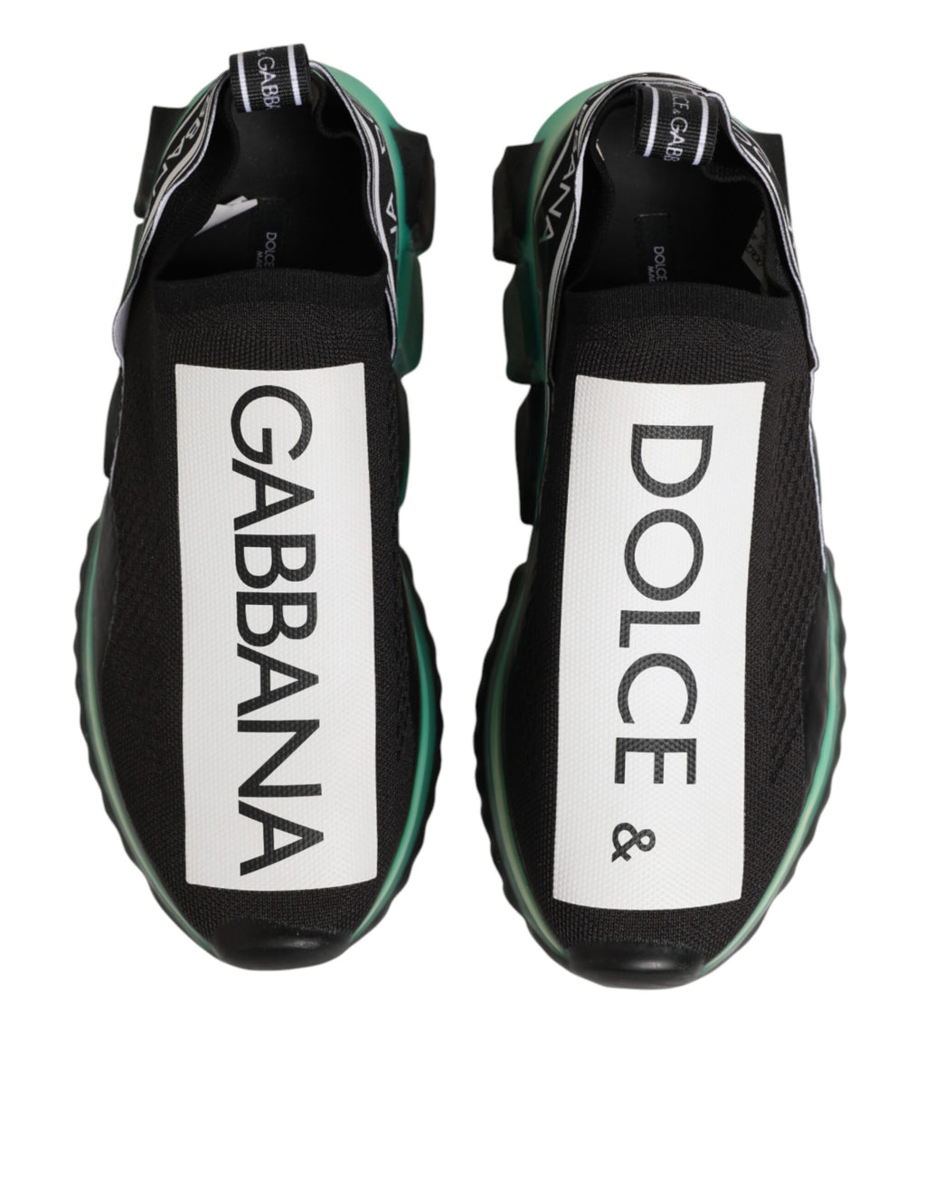 Chaussures sneakers noires Dolce & Gabbana Sorrento pour homme, slip-on, style décontracté avec semelle blanche.