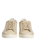 Chaussures sneakers basses en cuir beige Dolce & Gabbana London, chaussures de mode pour homme.