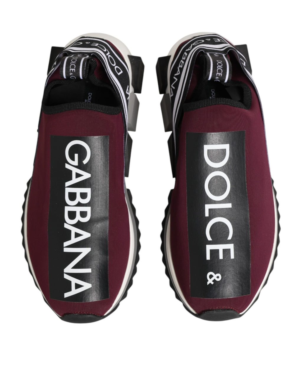 Chaussures sneakers slip-on Sorrento pour homme de Dolce & Gabbana en rouge bordeaux, vues de face avec détails en cuir.